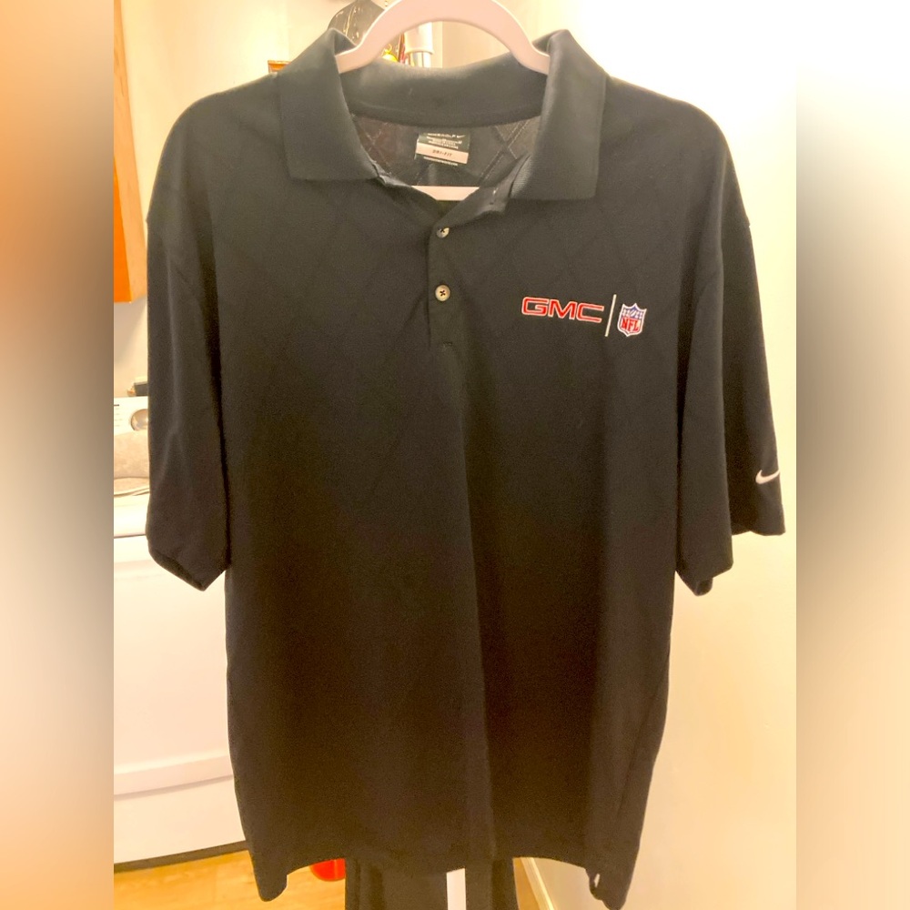 Nike Dry-Fit Black Argyle Polo with GMC & NFL logo